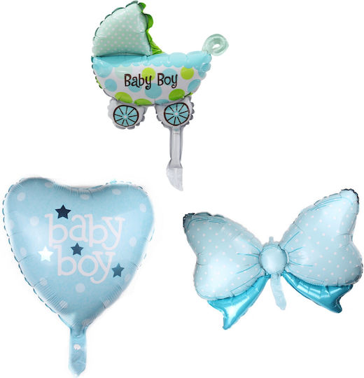 Set of 3 Blue Foil Heart Balloons 45cm