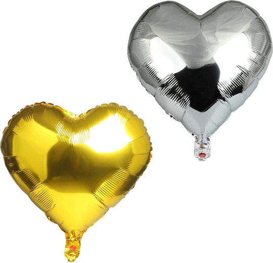 Set 2 Herzfolie Luftballons Silber 45cm