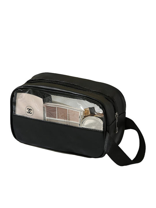 Neseser Cosmetic Organizare De Călătorie Material Pvc-Textil Impermeabil Portabil 22 X 12 X 8 Cm Negru