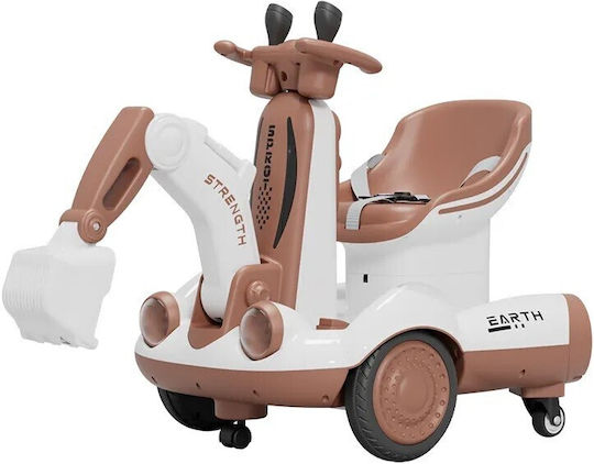 Excavator Electric pentru Copii 6 Volți Maro pentru 2+ Ani