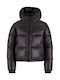 Kids Quilted Long Coat with Hood Black