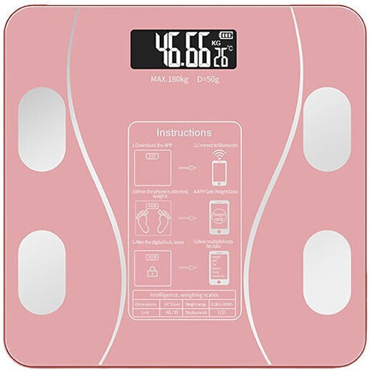 Alista Home Smart Cântar De Baie 180kg Cu Analizator De Grăsime Corporală Și Bluetooth Roz 125822