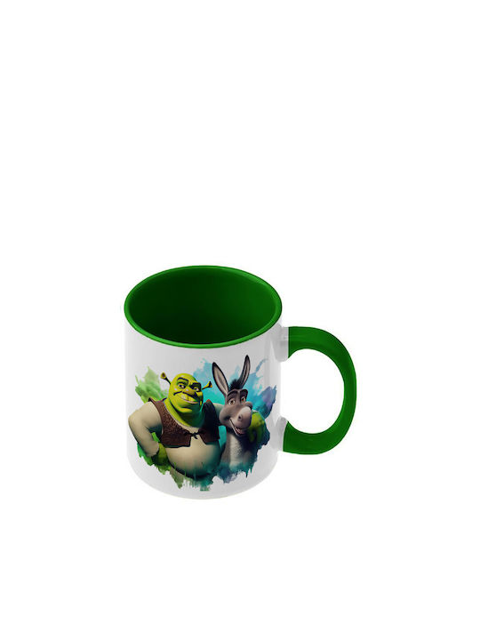 Shrek Tasse Dunkelgrüne Grüne Griff Innen