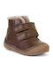 Leather Kids Ankle Boots with Hoop & Loop Closure Beige