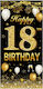 Banner Pentru Petrecere Alista Home Happy Birthday Design Temă Vârstă 18 Ani 185x90 Cm Negru