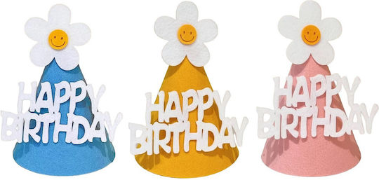 Set 3 Pălării De Petrecere Happy Birthday Alista Home Temă De Sărbătoare Floare Din Spumă Multicolor