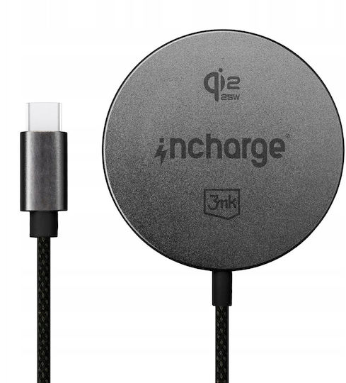 3MK Wireless Charger Qi2 25W Black (incharge Align for Apple)