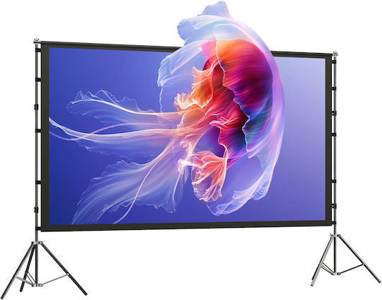 Homcom Οθόνη Προβολέα 100" 16:9 Hd 4k/8k Γωνία Θέασης 160° Διπλής Όψης Πτυσσόμενο Τρίποδη Λευκό 001-026v00bk