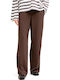 Women's Pantaloons with Rubber Band in Loose Fit Brown