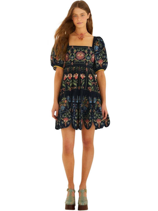 Summer Mini Dress with Ruffles Black