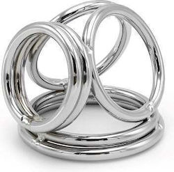 Naughty Toys Chrome Dreifacher Penisring mit Ball Trennwand