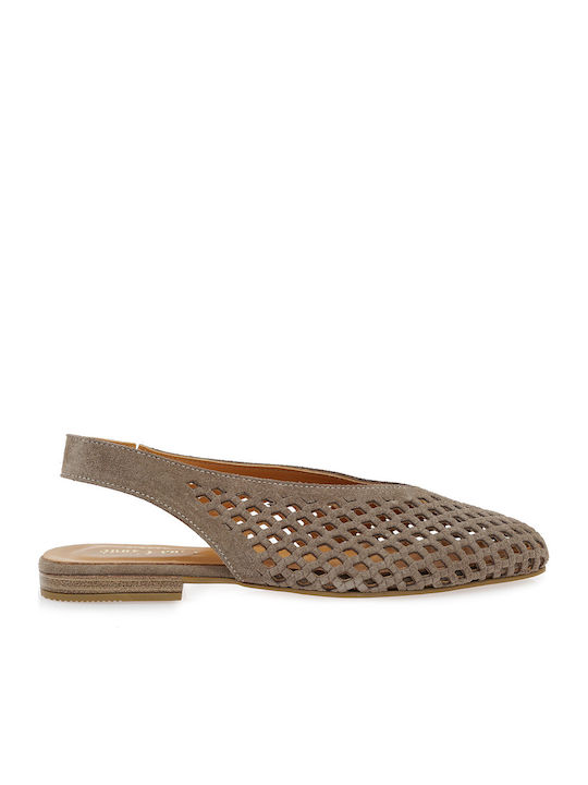 Suede Women's Ballerina Shoes Slingback In Gray Color
