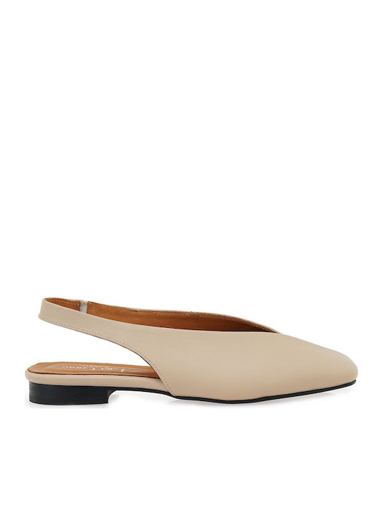 Leather Women's Ballerina Shoes Slingback In Pink Color