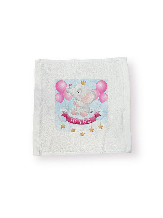 Bonjour Bebe Elephant It's A Girl Shoulder Burp Cloth Cotton Newborn 24016lav