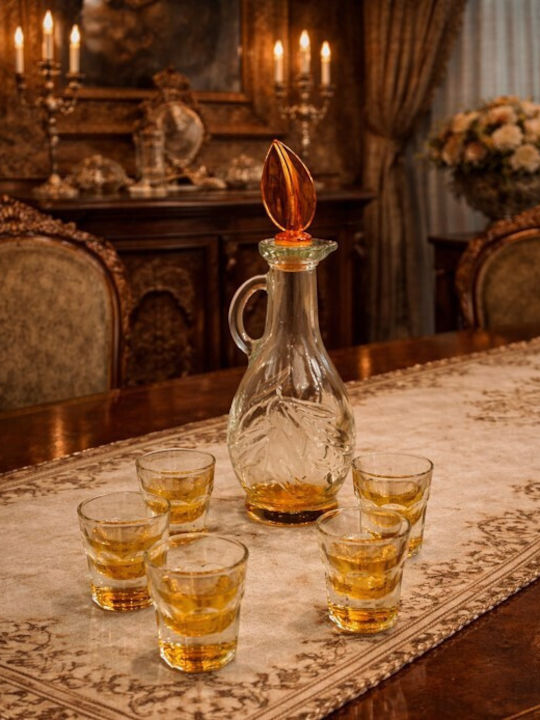 Galifas Galifas Glas Dekanter Serivíramatos Likör mit Verschluss und Gläsern Gelbe 7 Stück Galifas Galifas Glas Dekanter Serivíramatos Likör mit Verschluss und Gläsern Gelbe 7 Stück
