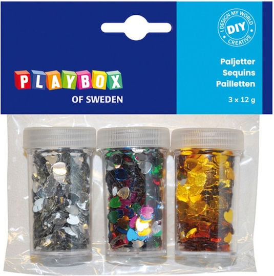 531693 Goldene Silberne Bunte Herzchen Pailletten 3x12 g
