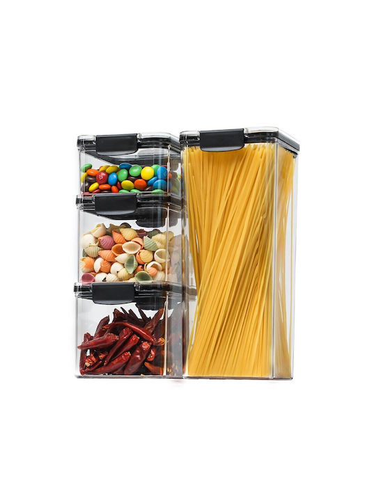 Alista Home Set 4 Bucăți Vaze Cereale cu Capac Plastic Transparent 460ml 4 Bucăți