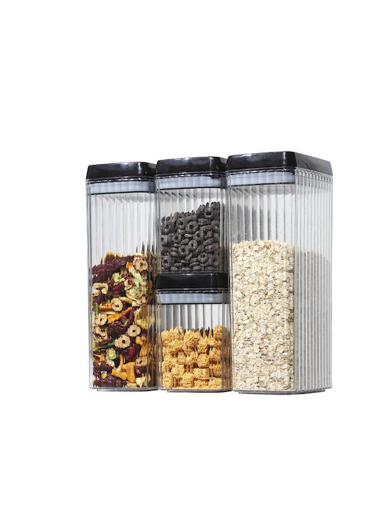 Alista Home Set 4 Bucăți Vaze Cereale cu Capac Plastic Transparent 1500ml 4 Bucăți
