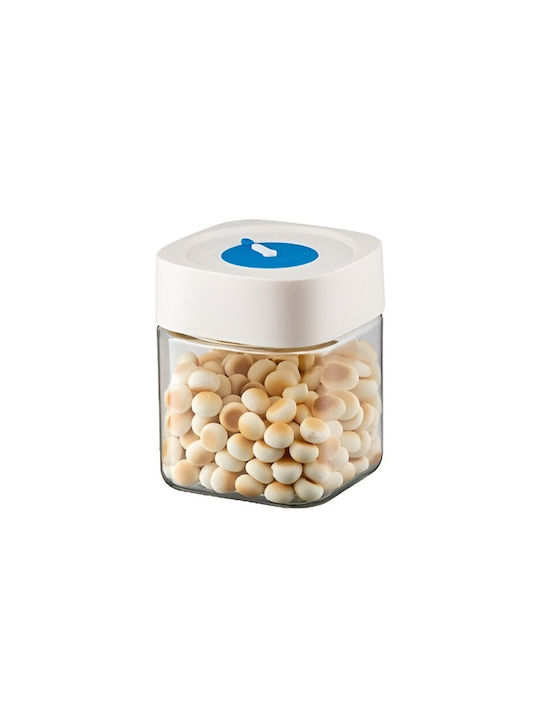 Alista Home Vază Pentru Cereale / Paste / Cafea Cu Capac Ermetic Din Sticlă Albă 750ml