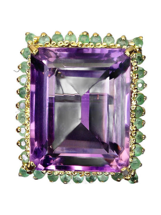 Stunning Natural Ring Huge 58ct Amethyst Emeralds Size 20 925