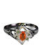 925 Silver Ring Delicate Natural Orange Opal Diopside Size 19