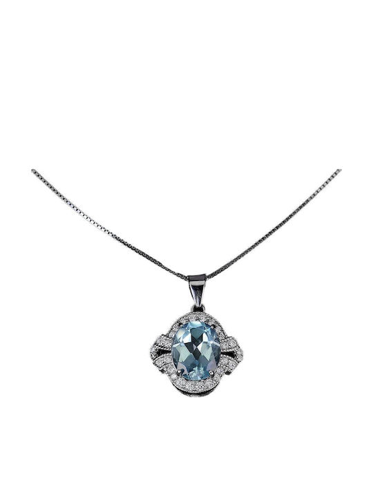 Frumos Delicat Natural Cer Albastru Topaz 925 Zircon Colier