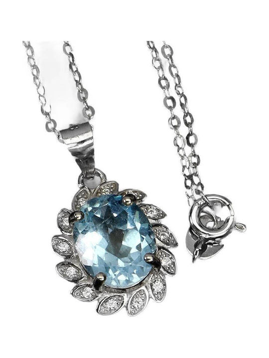 Zarte Natürliche Himmelblauer Zirkon 925 Wunderschöne Halskette