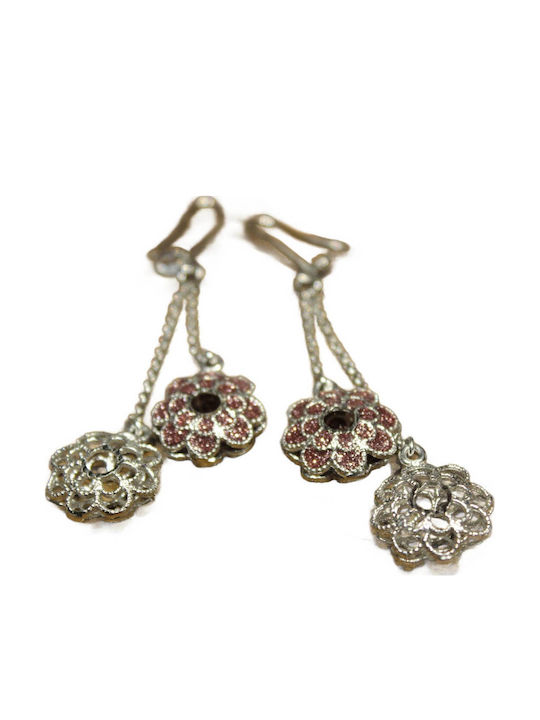 925 Italian Silver Enamel Hanging Flower Earrings 3
