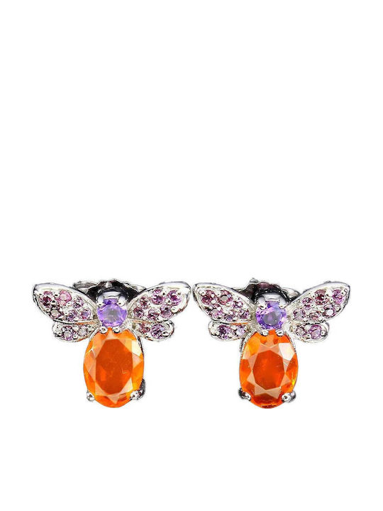925 Bienen Ohrringe Zarte Granate Amethyste Orange Opale