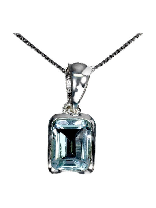 925 Beautiful Delicate Elegant Necklace Natural Sky Blue Topaz