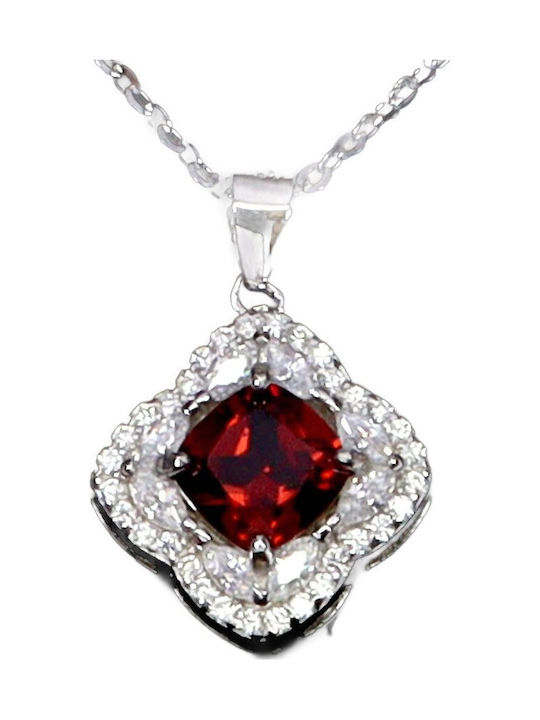 Eleganter 925 Silberring Zarte Zirkon Natürlicher Granat