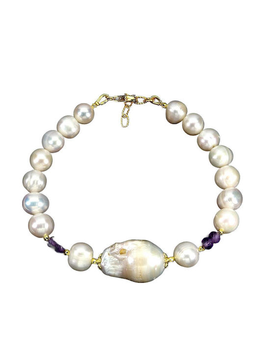 Elegantes 925 Silber Armband Natürliche Amethyst Perlen