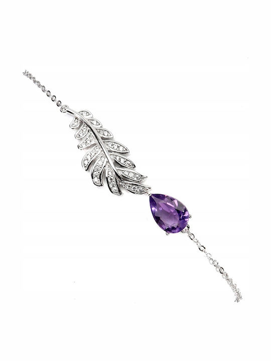 Delicate 925 Bracelet Natural Amethyst Zircon Elegant