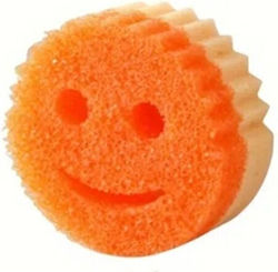 Dish Sponge Alista Home Round Pu Sponge Smiley Face Design Double-sided 10 X 4 Cm Orange Yellow