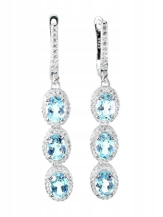 Cercei Frumoși Din Argint Cu Topaz Albastru Ceresc Și Zircon Cubic 2
