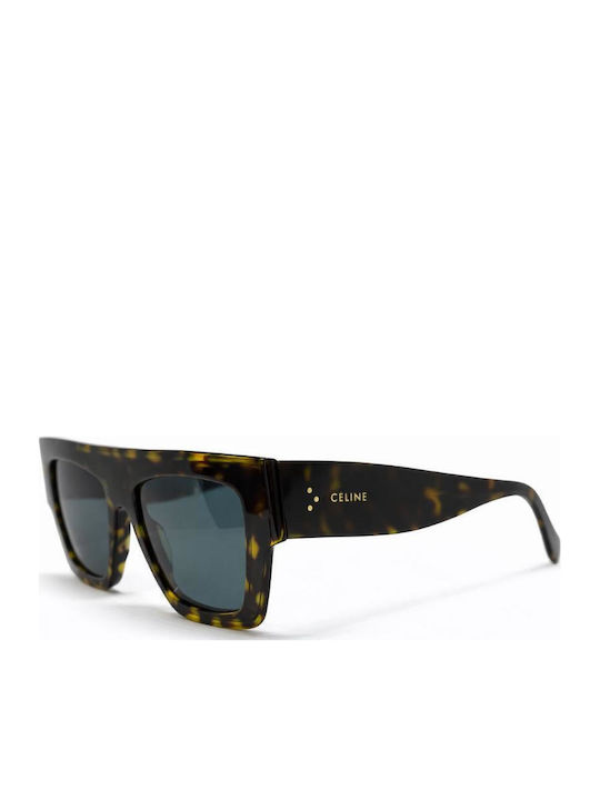 Celine Unisex Sunglasses with Brown Tartaruga Horn-Rimmed Frame and Gray Lens CL40014I-52N