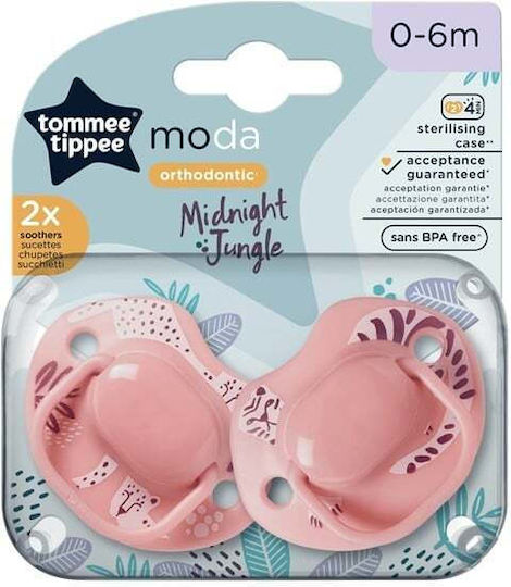 Tommee Tippee Moda Ορθοδοντικές Πιπίλες Σιλικόνης Ροζ για 0-6 μηνών 2τμχ