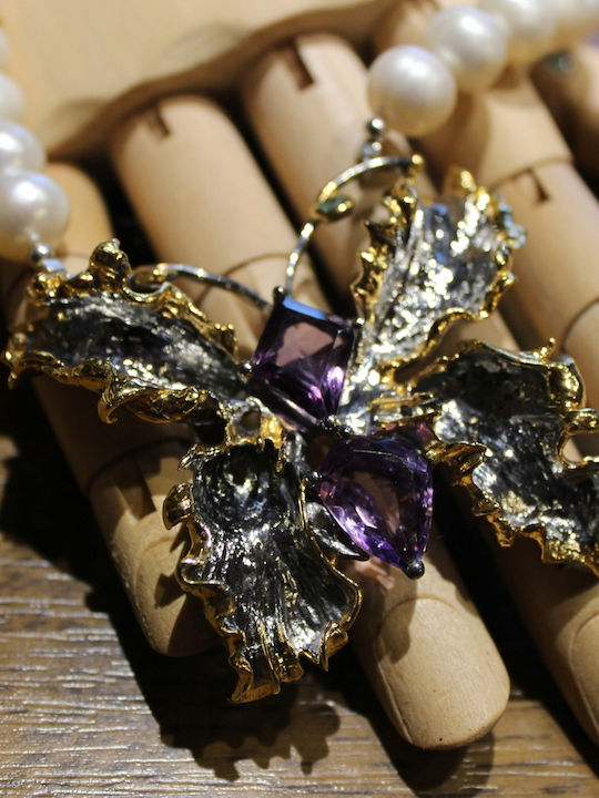 Silver Necklace Amethysts Emeralds Pearls Silver Necklace Amethysts Emeralds Pearls
