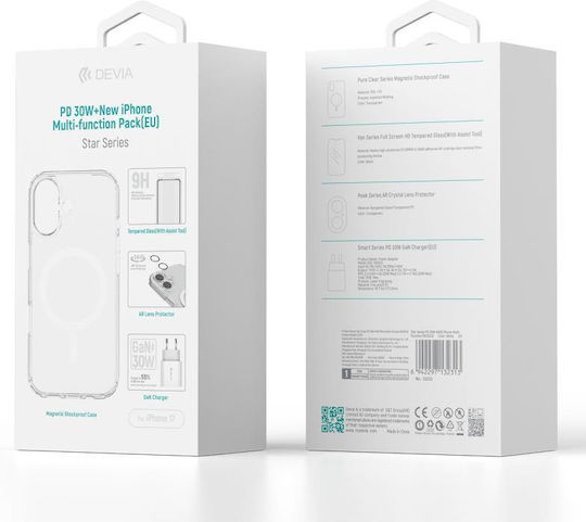 Devia Back Cover Tempered Glass / Plastic White iPhone 17