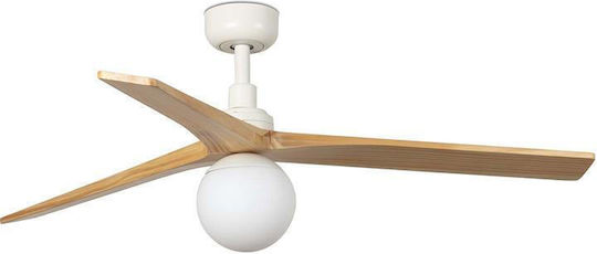 Faro Barcelona Klim M E27 Deckenventilator 125cm mit Leuchte Weiß/Pinie