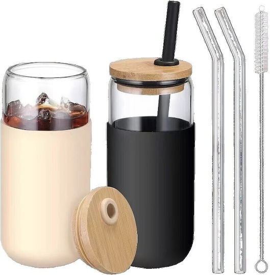 Alista Home Σετ Ποτήρια από Γυαλί με Καλαμάκι 500ml 130076 2τμχ