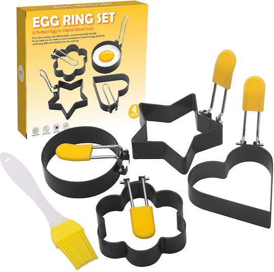 Set 4 Eierformen Alista Home Aus Stahl Antihaftbeschichtung 7,5 cm Durchmesser Schwarzer ABS Griff Set 4 Eierformen Alista Home Aus Stahl Antihaftbeschichtung 7,5 cm Durchmesser Schwarzer ABS Griff