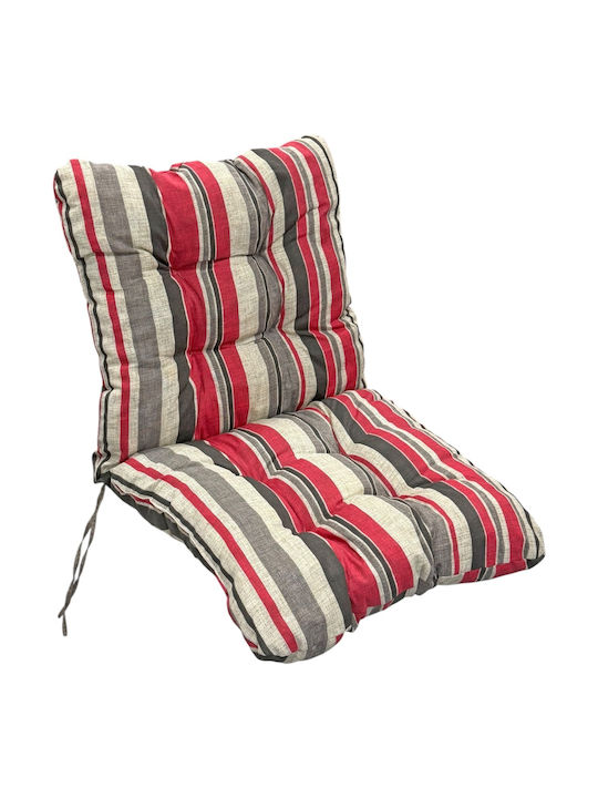 Mega Bazaar Garden Chair Cushion with Backrest Bamboo Red Printed 50x95cm