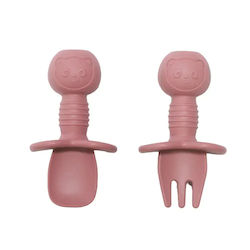 Baby Donkey Baby Set with Fork Made of Pink Silicone 2 Pieces Baby Donkey Baby Set with Fork Made of Pink Silicone 2 Pieces