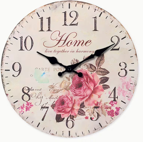 Home Wooden Wall Clock Pink