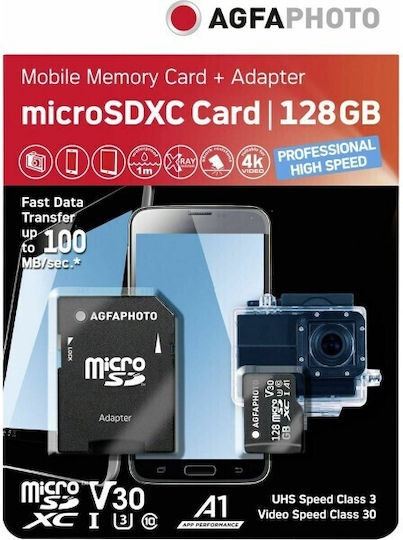 AgfaPhoto SDXC 128GB U3 V30 A1 UHS-I 100MB/s
