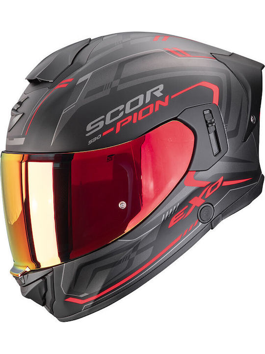 Scorpion Exo 530 Air Slope Matt Black-Red Motorcycle Helmet Full Face ECE 22.06 with Pinlock and Sun Visor