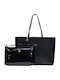 Women's Bag Shopper Shoulder Double-Sided Black / Tan with Accompanying Vinyl Inner Pouch FW3553.007.A2003E-X083