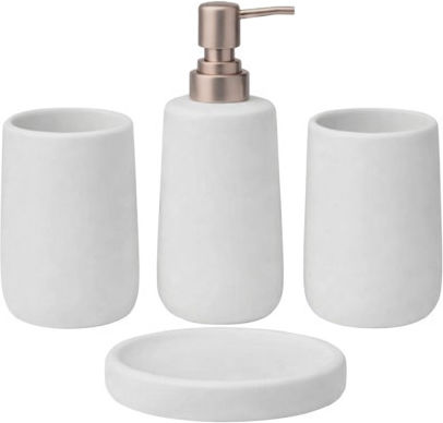 Roza Bathroom Accessory Set Ceramic White 4 Pieces