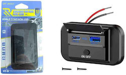 Rchang Dual Usb Car Charger On Off Switch Usb Qc3.0+pd3.0 W05237